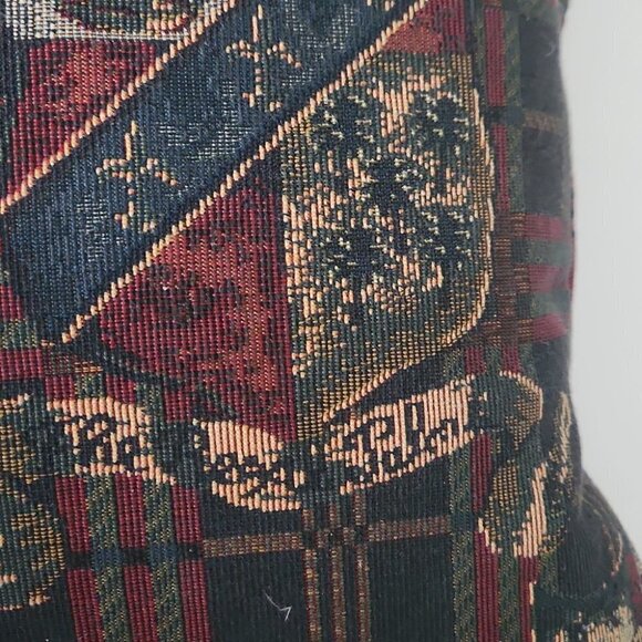 Country Club pillow tapestry accent decorative golf green red plaid - Picture 5 of 5